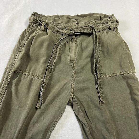 Treasure & Bond High Rise Paper Bag Waist Cropped Pants Size 10 Utility Cuff Hem - Picture 3 of 9
